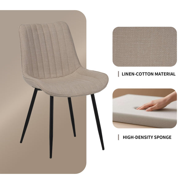 English Elm Dining modern beige chair set of 4 — ergonomic padded backrests, metal X-legs, scratch‑resistant fabric, 300 lb capacity W3851P368628