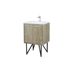 English Elm Rustic Acacia Bath Vanity 24" W X 20" D, Durable Cultured Marble Top & Chrome Faucet Included B2731P259659-GIGA