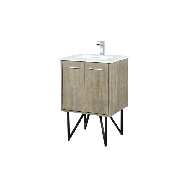 English Elm Rustic Acacia Bath Vanity 24" W X 20" D, Durable Cultured Marble Top & Chrome Faucet Included B2731P259659-GIGA