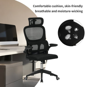 English Elm High Back Mesh Ergonomic Task Chair with 3d Headrest Lumbar Support for Home Office W3851P407538
