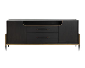 Sunpan Weldrick Sideboard - Luxurious Espresso Acacia Wood With Soft Closing Drawers & Elegant Metal Handles Brown Glass ,Wood 112268