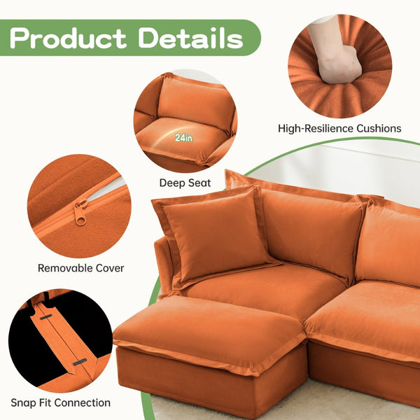 English Elm Set Of 2 Cozy Slipcovered Armchairs In Soft Orange Chenille – Stylish Deep Seating For Any Room W3041S00123-GIGA