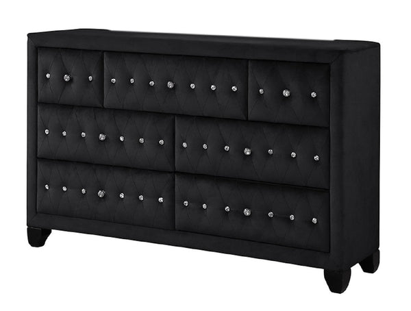 English Elm Encore Modern Style King 5Pc Bedroom Set With Tufted Upholstered Bed And Chic Black Wood Finish B009S01690