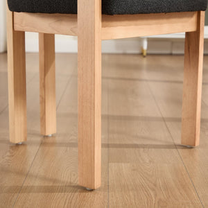 English Elm Wooden Wingback Dining Chairs Chenille Upholstered Set for Farmhouse Kitchen Black W3244P457877
