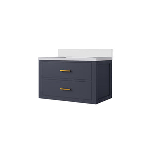English Elm Blue Single Bath Vanity With Cultured Marble Top - Stylish, Compact, And Fully Assembled 30" Design B2731P257928