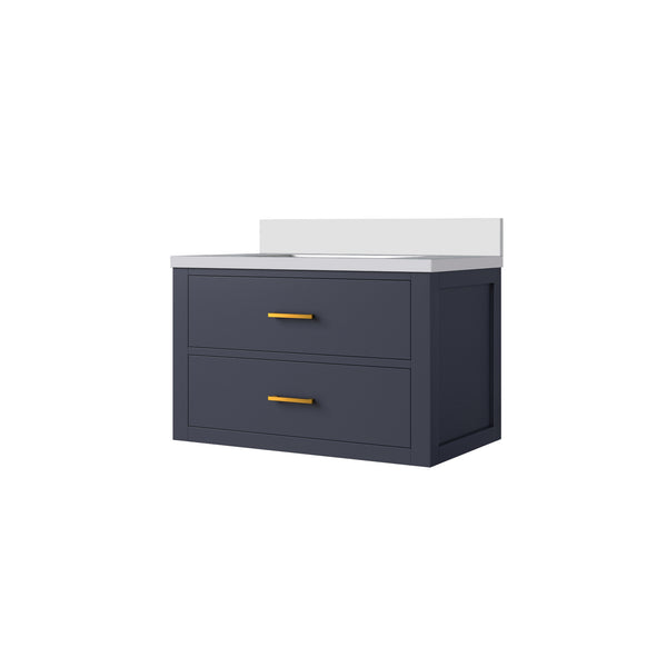 English Elm Blue Single Bath Vanity With Cultured Marble Top - Stylish, Compact, And Fully Assembled 30" Design B2731P257928