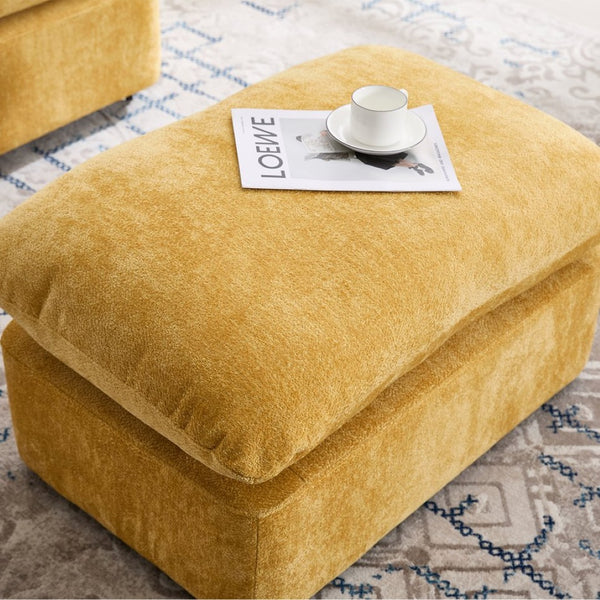 English Elm 360° 360 Swivel Oversized Chenille Armchair with Pocket Spring Seat and Three Throw Pillows Yellow W1361S00091