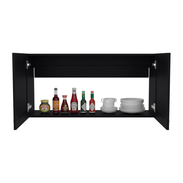 English Elm Utica Wall Cabinet with Mirrored Front and Clear Shelves for Modern Kitchen Organization and Durability Black B092P309180