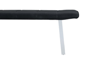 English Elm Dining Bench Faux Leather Upholstered Seat with Arched Metal Legs for Modern Interiors W3493P449289