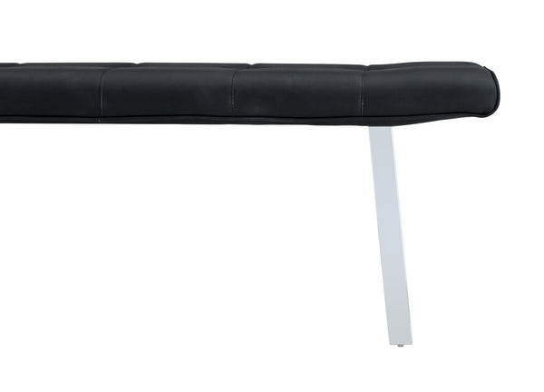 English Elm Dining Bench Faux Leather Upholstered Seat with Arched Metal Legs for Modern Interiors W3493P449289