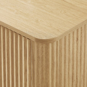 English Elm 63" Wave Front Sideboard with Four Door Storage for Living Room Hallway Bedroom Oak W1820P431360
