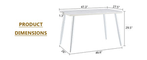English Elm Modern Marble Look Glass Top Rectangular Dining Table Seats Six Silver Tapered Legs W1151S04623
