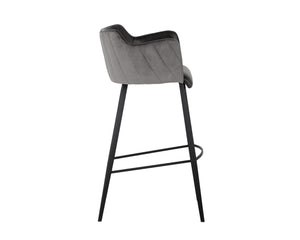 Sunpan GRIFFIN Barstool - Stylish Town Grey Faux Leather & Roman Grey Fabric Back for Modern Spaces 103244