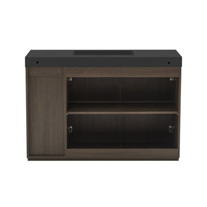 English Elm Grace Floating Walnut Vanity with Solid Surface Sink and Soft Close Storage Drawers Oak,Smoke W1865S00225