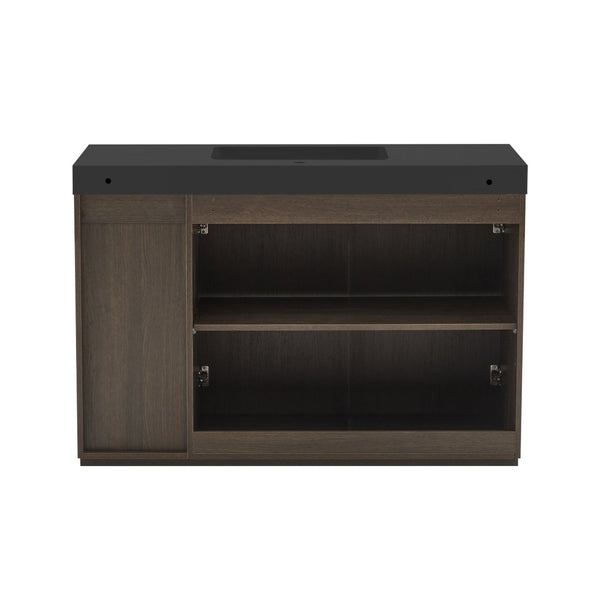 English Elm Grace Floating Walnut Vanity with Solid Surface Sink and Soft Close Storage Drawers Oak,Smoke W1865S00225