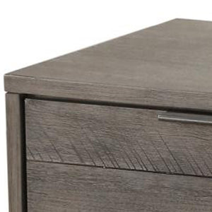 English Elm Contemporary Solid Wood Two Drawer Nightstand with Hairpin Legs for Modern Bedrooms B056P412644