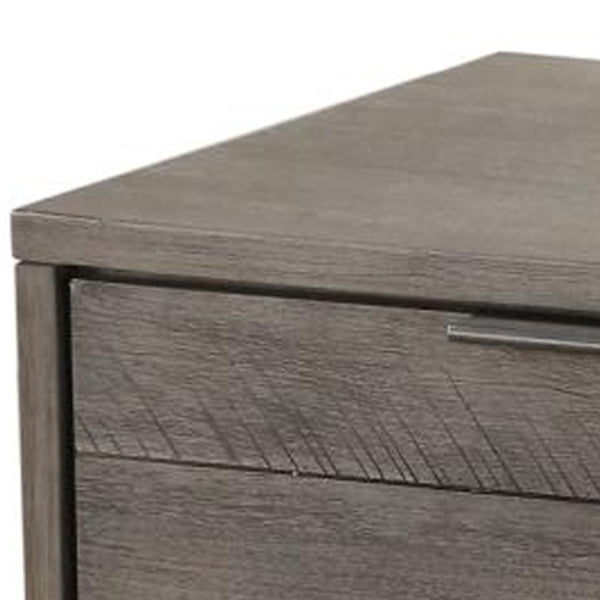 English Elm Contemporary Solid Wood Two Drawer Nightstand with Hairpin Legs for Modern Bedrooms B056P412644