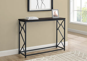 English Elm Accent Table Modern Entryway Console with Grey Laminate Top and Black Criss-Cross Metal Frame, 44" L Espresso 47 L x 16 W x 6 H B2710P219328