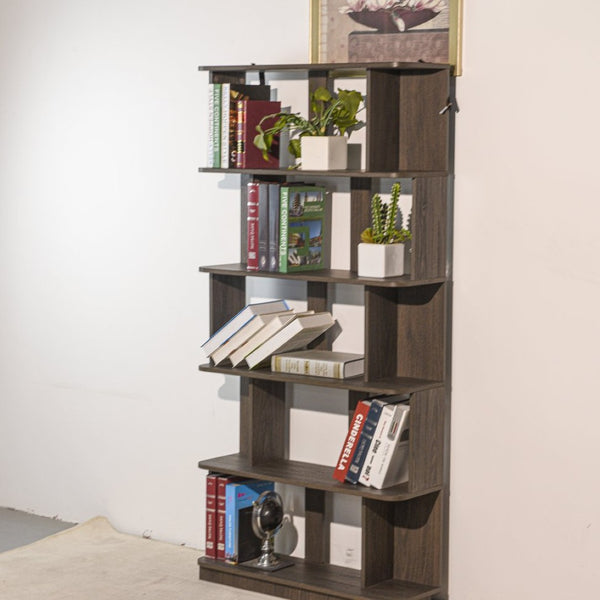 English Elm 31.5" Tall 5-tier Mdf Bookcase Slim Open Shelving Unit for Office Bedroom Living Room Dark Brown W2899P444163