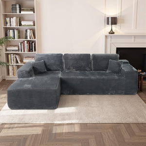 English Elm Cloud Sectional Couch - Modern L-Shaped Chaise, Plush Corduroy Sofa For Effortless Comfort & Style W3975S00004