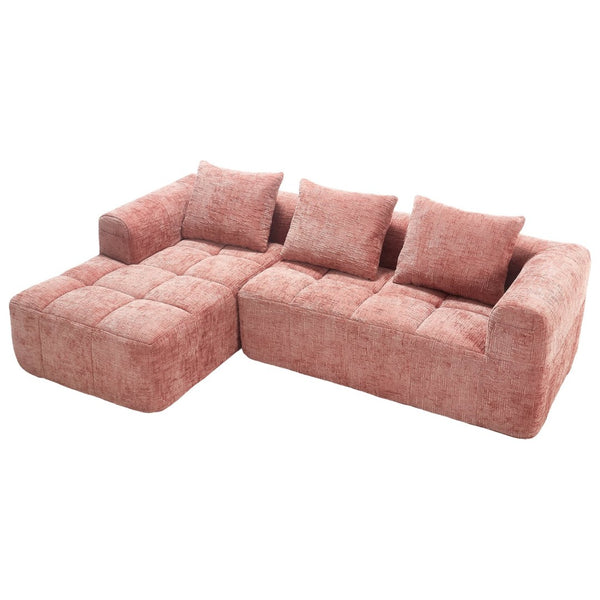 English Elm United Modern Chenille 98.42-Inch L-Shaped Modular Sectional Sofa With Chaise & Side Pockets P1 W1568S00148-GIGA