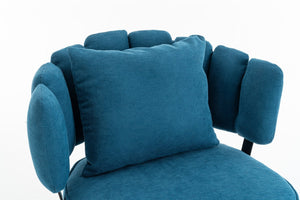 English Elm Decorative Chenille Barrel Tub Chair with Pocket Coil Cushion for Cozy Reading Nooks Blue W5188P462024