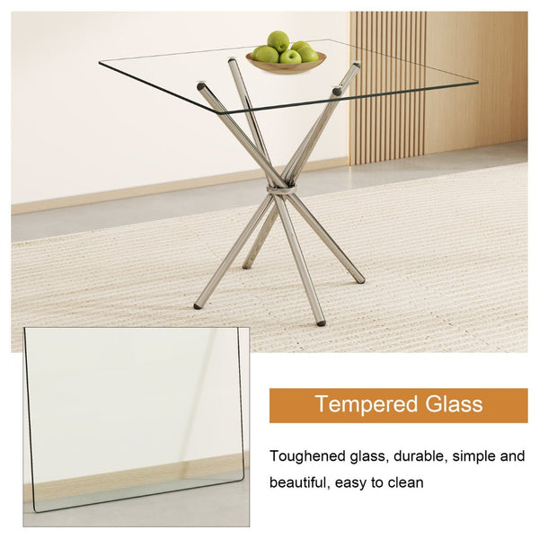 English Elm Only Square Tempered Glass Table Top Heat Resistant Clear Surface for Dining W1151P209992