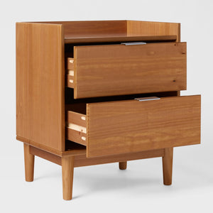 Lee Mid-Century Modern 2-Drawer Nightstand with Sleek Design and Spacious Storage for Every Space