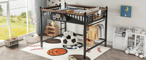 English Elm Twin Kids Platform Bed with Trundle Staircase Bookshelf and Rounded Safety Rails W1580S00382