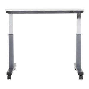 OSP Home Furnishings Ht Pneumatic Height Adjustable Standing Desk with Steel Frame and Locking Casters Wht 48X24 PHAT2448W7