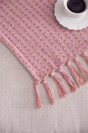 English Elm 50X60" Decorative Pink Cotton Throw Blanket Set With Tassels - Stylish, Soft, And Versatile Comfort! W2078P345504