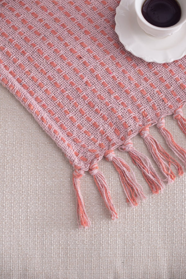 English Elm 50X60" Decorative Pink Cotton Throw Blanket Set With Tassels - Stylish, Soft, And Versatile Comfort! W2078P345504