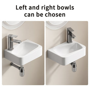 English Elm Floating Wall Mounted Ceramic Bathroom Sink Compact Rectangle White Porcelain Vanity W3402P362900