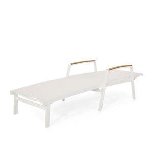 English Elm Christopher Knight Home® - OXTON Chaise Lounge with Breathable Nylon Mesh, Ergonomic Recline and Sleek Low-Profile Design for Comfort White 62753.00WWHIMP2