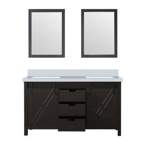 English Elm Brown Double Bath Vanity With White Quartz Top, 24" Mirrors, Soft-Close Drawers & Ample Storage B2731S00856