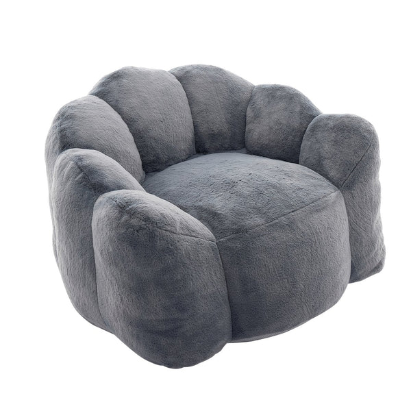 English Elm Lotus memory foam bean bag sofa with pull ring — anti-fouling faux fur, non-slip base, cozy support Gray W2311P357141