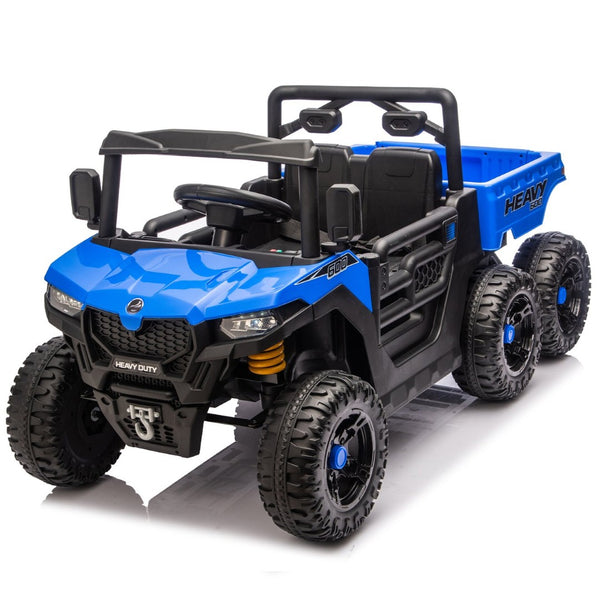 English Elm 24v 400w Six Wheel Kids Electric Dump Truck 4wd Remote Control Ride on Toy Blue W1578P353179