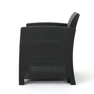 English Elm Christopher Knight Home® - 5 Seater Outdoor Wicker Chat Set with Waterproof Removable Cushions, Durable Polypropylene, Charcoal 61311.00