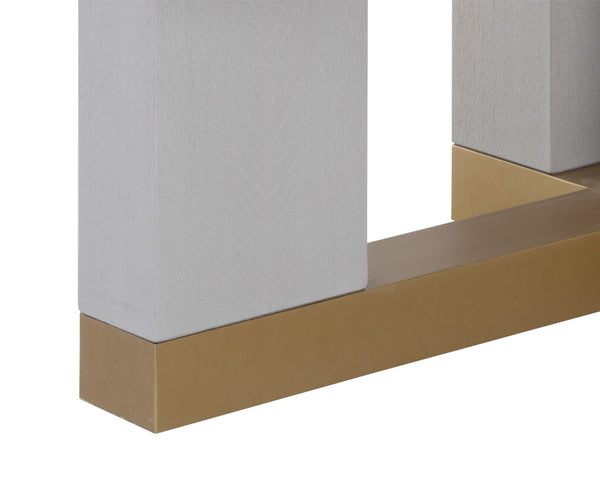 Sunpan Greco 94.5" Contemporary Dining Table with Gauntlet Grey Wood Top & Rustic Bronze Base Accent