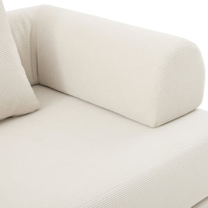 English Elm UNITED modular foldable sofa with metal frame, corduroy upholstery, side pocket & quick assembly convenience Beige W1568P374080