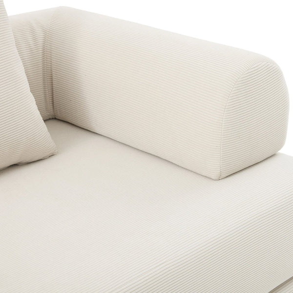 English Elm UNITED modular foldable sofa with metal frame, corduroy upholstery, side pocket & quick assembly convenience Beige W1568P374080