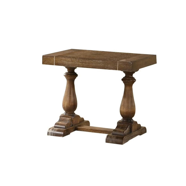 English Elm Transitional Solid Wood End Table Distressed Finish Rustic Living Room Sofa Side Driftwood B011P427906