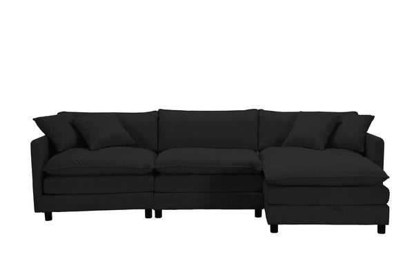 English Elm 108-inch Modular Chenille Sectional Sofa Deep Seated L Shape for Open Plan Living Black W2795S00045