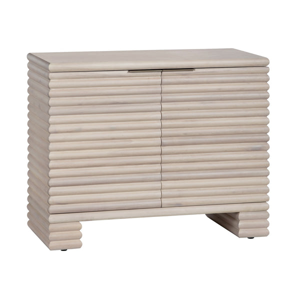 Crestview Collection Coastal Sleek Bleached Wood Cabinet With Textured Front, Hidden Pulls & Ample Storage For Living Room Cream Solid Wood Cvfdr1229