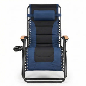English Elm Oversized Zero Gravity Patio Recliner Breathable Mesh Seat Wood Arms 400 Lb Capacity W5159P431467