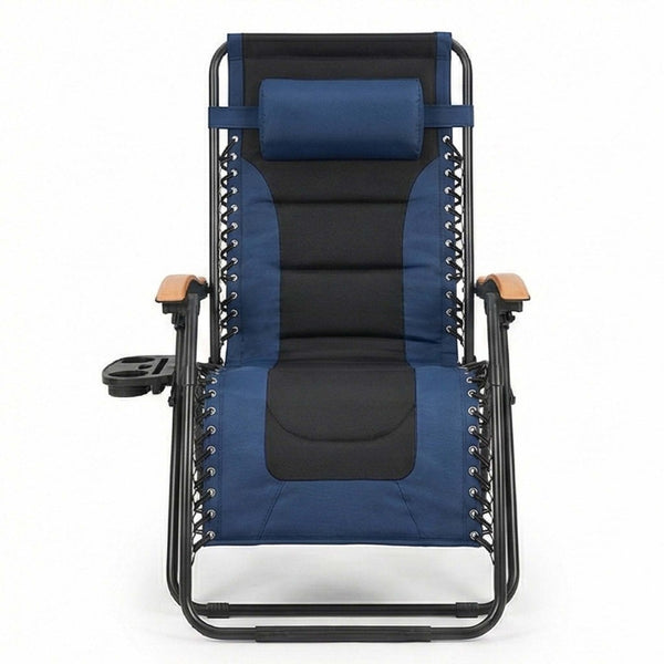 English Elm Oversized Zero Gravity Patio Recliner Breathable Mesh Seat Wood Arms 400 Lb Capacity W5159P431467