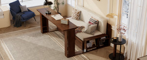 English Elm Queen Daybed with Hydraulic Desk Storage Drawers and Convertible Sofa for Small Spaces Espresso LT000272AAP
