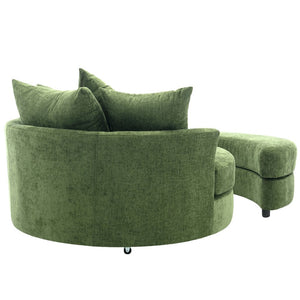 English Elm Orisfur. 360° Swivel Barrel Chair with Storage Ottoman, Plush Chenille, Pocket Spring Seat, 4 Pillows Green WF323718AAF