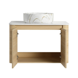 English Elm 30'' Wall-Mounted Bathroom Vanity With Elegant Ceramic Sink, Soft-Close Doors & Space-Saving Design W999S00464