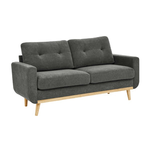 English Elm 67.7" Tufted Button Mid-century Loveseat with Splayed Wood Legs for Living Rooms Gray B355P428575